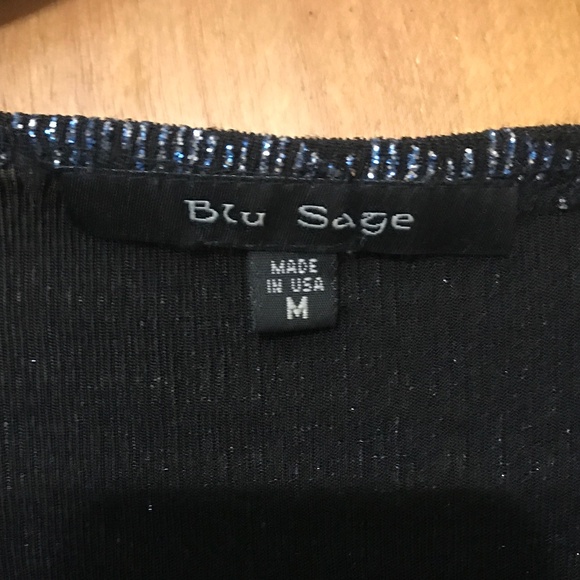 Blu Sage Sparkly Open Cardigan Top Blue and Silver Sparkle - Picture 2 of 4